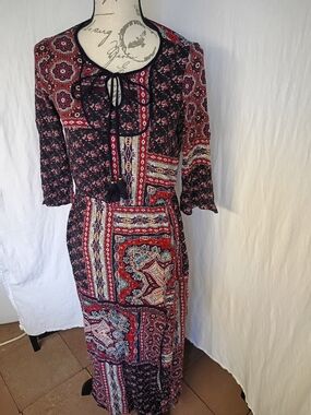 fluer bluve pasiley print womens dress Size S